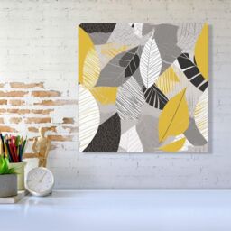 Warren Reed - Designer Grey Yellow Autumn Leaves Canvas - Size: w10 inch x h10 inch - thumbnail 2