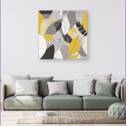 Warren Reed - Designer Grey Yellow Autumn Leaves Canvas - Size: w10 inch x h10 inch - thumbnail 4