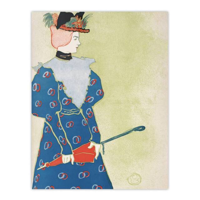 "Artery8 Woman Holding Umbrella Painting Vintage Wall Art Print Penfield in Green - Size: W12"" x H16""" - image 1