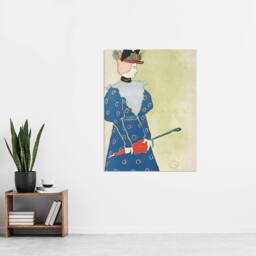"Artery8 Woman Holding Umbrella Painting Vintage Wall Art Print Penfield in Green - Size: W12"" x H16""" - thumbnail 4