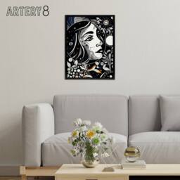 "Artery8 Moon & Sun Tarot Card Style Portrait Framed Canvas Wall Art Print in Black - Size: W12"" x H16""" - thumbnail 3