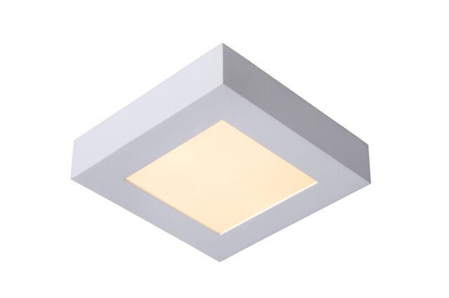 Lucide 'BRICE' Dimmable Stylish Square Bathroom LED Flush Ceiling Light in White - image 1