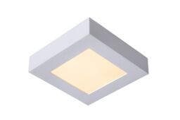 Lucide 'BRICE' Dimmable Stylish Square Bathroom LED Flush Ceiling Light in White - thumbnail 1
