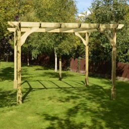Rutland County Garden Furniture Ltd Premium Pergola - Wood - L360 x W360 x H270 cm - Rustic Brown in Light Green - thumbnail 4