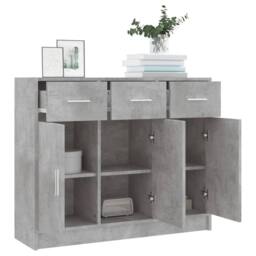 Berkfield Home Sideboard Concrete Grey 91x28x75 cm Engineered Wood - Size: 91 x 28 x 75 cm - thumbnail 4
