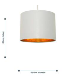 First Choice Lighting Set of 2 Grey Cotton Gold Lining 25cm Pendant Lightshade - thumbnail 7