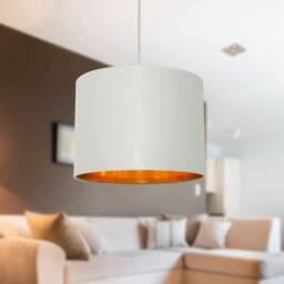 First Choice Lighting Set of 2 Grey Cotton Gold Lining 25cm Pendant Lightshade - thumbnail 6