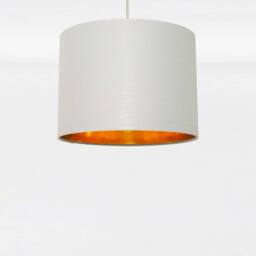 First Choice Lighting Set of 2 Grey Cotton Gold Lining 25cm Pendant Lightshade - thumbnail 3
