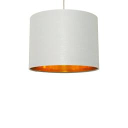 First Choice Lighting Set of 2 Grey Cotton Gold Lining 25cm Pendant Lightshade - thumbnail 2