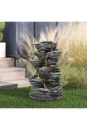 Garden Sanctuary Rock Cascade Solar-Powered Garden Water Fountain Decor in Natural - thumbnail 2