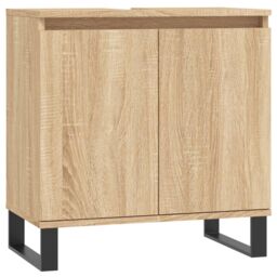 Berkfield Home Bathroom Cabinet Sonoma Oak 58x33x60 cm Engineered Wood in Brown - Size: 58 x 33 x 60 cm - thumbnail 2