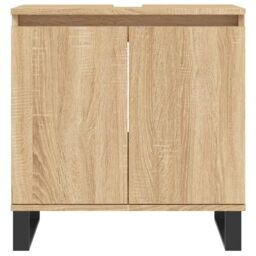 Berkfield Home Bathroom Cabinet Sonoma Oak 58x33x60 cm Engineered Wood in Brown - Size: 58 x 33 x 60 cm - thumbnail 4