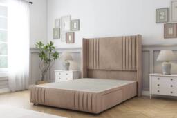 "Comfort Beds Elise Naples Divan Base No Drawers - 54"" Wingback-Footboard in Light Brown - Size: Double" - thumbnail 3
