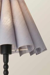 ValueLights Maeve Scallop Pleated Tapered Shade Matte Black Bobbin Bobble Table Lamp in Grey - thumbnail 4