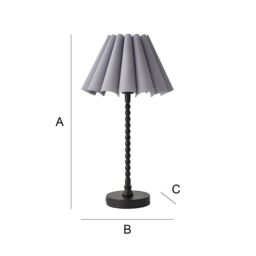 ValueLights Maeve Scallop Pleated Tapered Shade Matte Black Bobbin Bobble Table Lamp in Grey - thumbnail 7