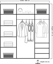 Sliding Wardrobes 4U Modern Sliding Wardrobe with LED Light W 200cm x H 217cm x D 62cm in Black - thumbnail 2