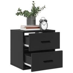 Berkfield Home Durable Wall-mounted Bedside Cabinet Black 40x31x39.5 cm - thumbnail 4