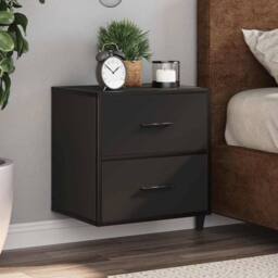Berkfield Home Durable Wall-mounted Bedside Cabinet Black 40x31x39.5 cm - thumbnail 2