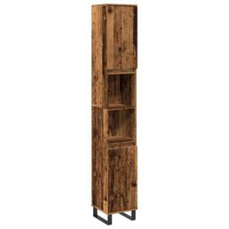 Berkfield Home Bathroom Cabinet Old Wood 30x30x190 cm Engineered Wood in Brown - Size: 30 x 30 x 190 cm