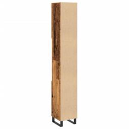 Berkfield Home Bathroom Cabinet Old Wood 30x30x190 cm Engineered Wood in Brown - Size: 30 x 30 x 190 cm - thumbnail 6