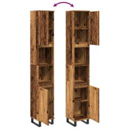Berkfield Home Bathroom Cabinet Old Wood 30x30x190 cm Engineered Wood in Brown - Size: 30 x 30 x 190 cm - thumbnail 8