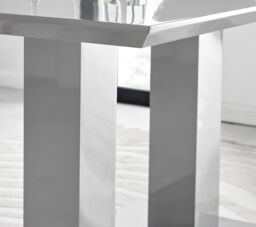 FurnitureboxUK Imperia High Gloss Grey Dining Table & 6 Halleyy Chairs in Cream - thumbnail 4