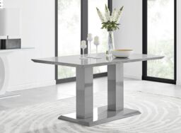 FurnitureboxUK Imperia High Gloss Grey Dining Table & 6 Halleyy Chairs in Cream - thumbnail 2