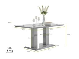 FurnitureboxUK Imperia High Gloss Grey Dining Table & 6 Halleyy Chairs in Cream - thumbnail 6