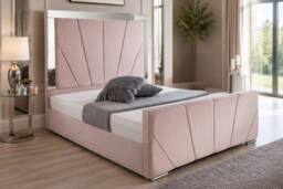 Stratus Interiors Knightsbridge Art Deco Lined Mirrored Bed Frame - Non storage in Pink - Size: Single - thumbnail 2