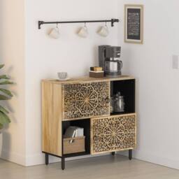Berkfield Home Side Cabinet 80x33x75 cm Solid Wood Mango in Brown - Size: 80 x 33 x 75 cm - thumbnail 3