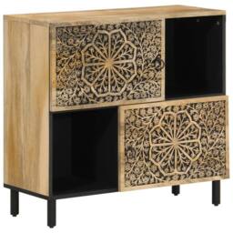 Berkfield Home Side Cabinet 80x33x75 cm Solid Wood Mango in Brown - Size: 80 x 33 x 75 cm - thumbnail 2