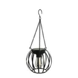 Bright Zeal 2*Black Solar Metal Hanging Pumpkin Lanterns 30cm with Vintage Cutouts in Black - thumbnail 2