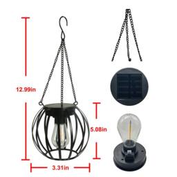 Bright Zeal 2*Black Solar Metal Hanging Pumpkin Lanterns 30cm with Vintage Cutouts in Black - thumbnail 3