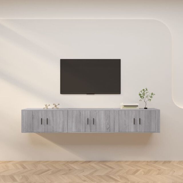 Berkfield Home Wall-mounted TV Cabinets 3 pcs Grey Sonoma 80x34.5x40 cm