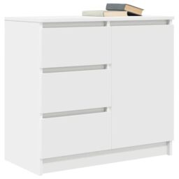 Berkfield Home Sideboard with Drawer White 71x35x65 cm Engineered Wood - Size: 71 x 35 x 65 cm - thumbnail 4