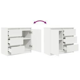 Berkfield Home Sideboard with Drawer White 71x35x65 cm Engineered Wood - Size: 71 x 35 x 65 cm - thumbnail 9