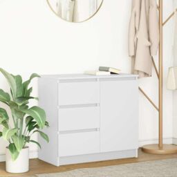 Berkfield Home Sideboard with Drawer White 71x35x65 cm Engineered Wood - Size: 71 x 35 x 65 cm - thumbnail 1