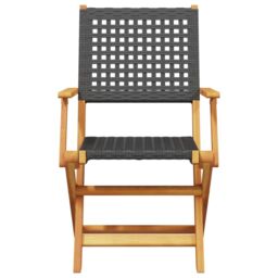 Berkfield Home Folding Garden Chairs 4 pcs Black Poly Rattan & Solid Wood - thumbnail 4