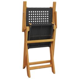 Berkfield Home Folding Garden Chairs 4 pcs Black Poly Rattan & Solid Wood - thumbnail 7