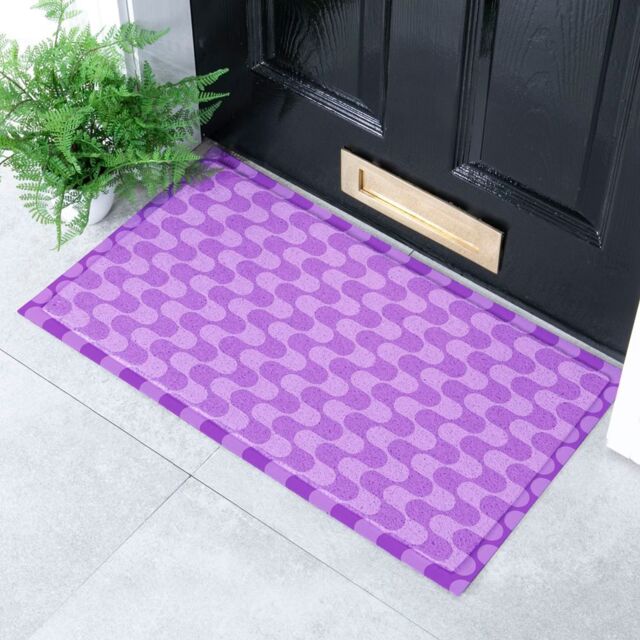 Artsy Mats Purple Wavey Lines Indoor & Outdoor Doormat - 70x40cm - Size: 40 cm x 70 cm - image 1