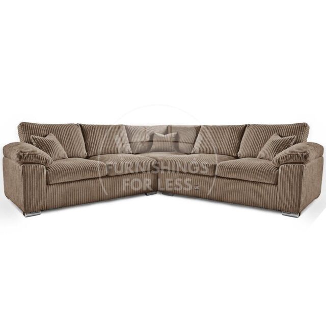 Furnishings For Less UK Delta Large 5 Seater Corner Sofa Jumbo Cord L Shape in Camel - image 1