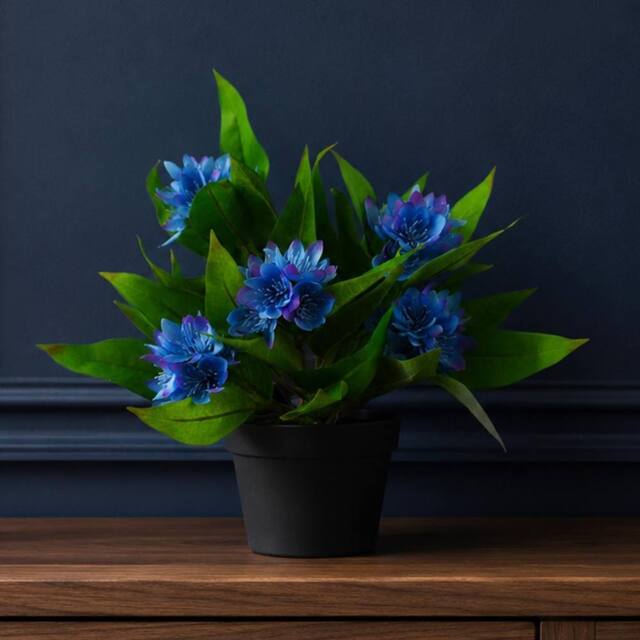 Leaf 18cm Artificial Freesia Plant Blue Flowering Premium - image 1