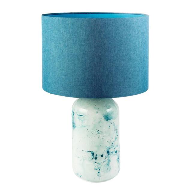 Happy Homewares Modern Marble Drip Snowflake Glass Table Lamp with Linen Shade in Teal - image 1
