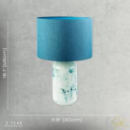 Happy Homewares Modern Marble Drip Snowflake Glass Table Lamp with Linen Shade in Teal - thumbnail 7