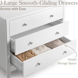 Christow White Chest of Drawers Modern 3 Drawer Bedroom Storage Unit Furniture Cabinet - thumbnail 3
