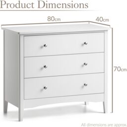 Christow White Chest of Drawers Modern 3 Drawer Bedroom Storage Unit Furniture Cabinet - thumbnail 6