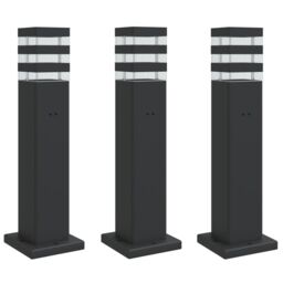 Berkfield Home Outdoor Floor Lamps with Outlet 3pcs Black 50 cm Aluminium - thumbnail 2