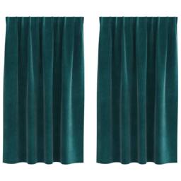Berkfield Home Blackout Curtains with Top Tape 2 pcs Dark Green Velvet - thumbnail 2
