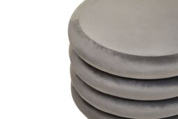 Orsina Grey Velvet Round Footstool, Round Stool with Tufted Details, Pouffee with Decorative Round Design - thumbnail 4
