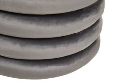 Orsina Grey Velvet Round Footstool, Round Stool with Tufted Details, Pouffee with Decorative Round Design - thumbnail 5